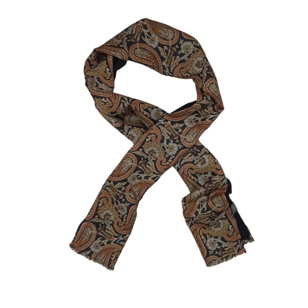LUCIANO Black Double Sided Scarf Silk & Wool 63"- 9,7” Almost Never Worn